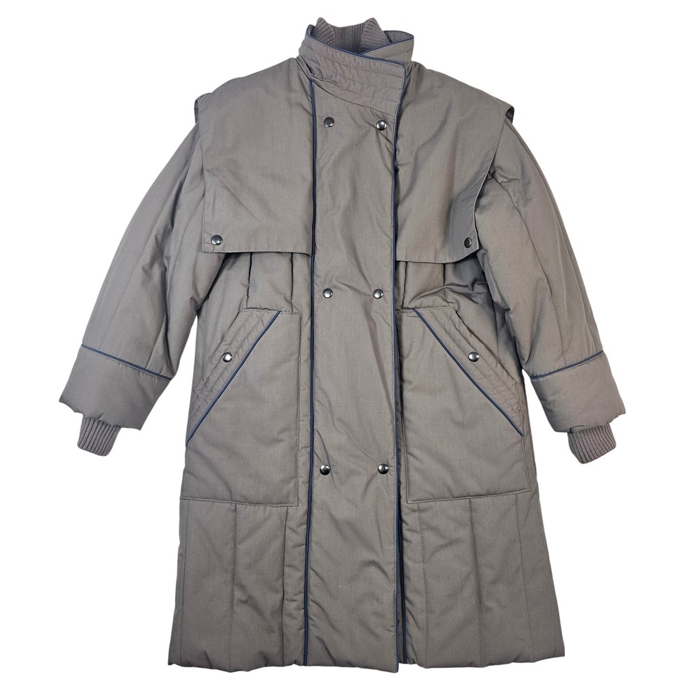 Mulberry Street Womens Gray Longline Insulated Parka Coat Snap Front Size S 4062